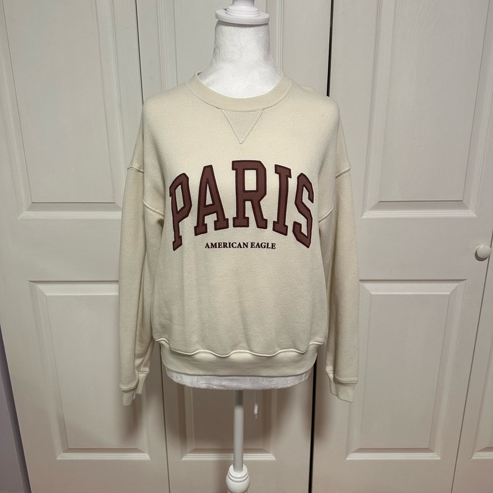American Eagle Outfitters Cream Crew Neck Sweater